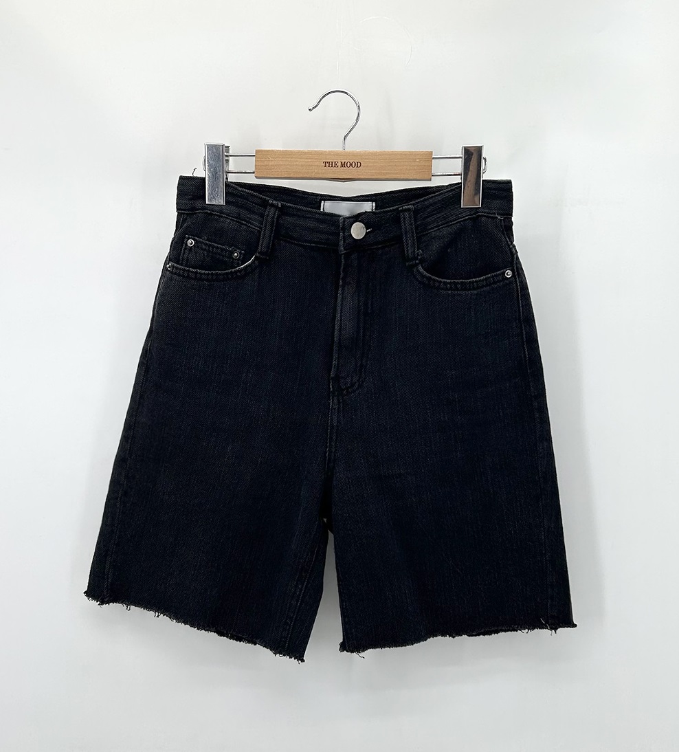 Forever Kids 正韓  好版型黑色 五分褲牛仔【J69365】 