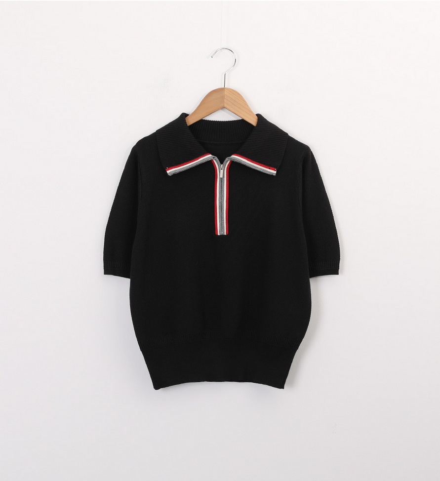 Forever Kids 正韓  配色俐落翻領針織上衣【J69368】 