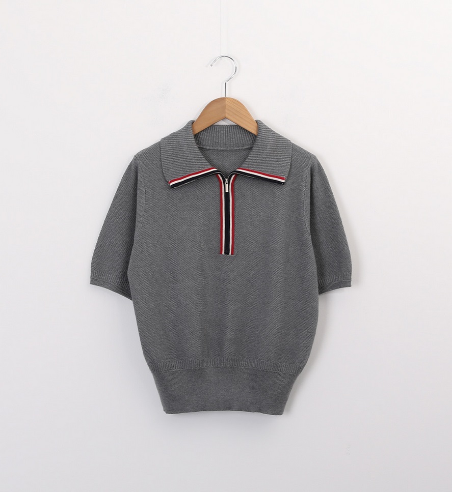 Forever Kids 正韓  配色俐落翻領針織上衣【J69368】 