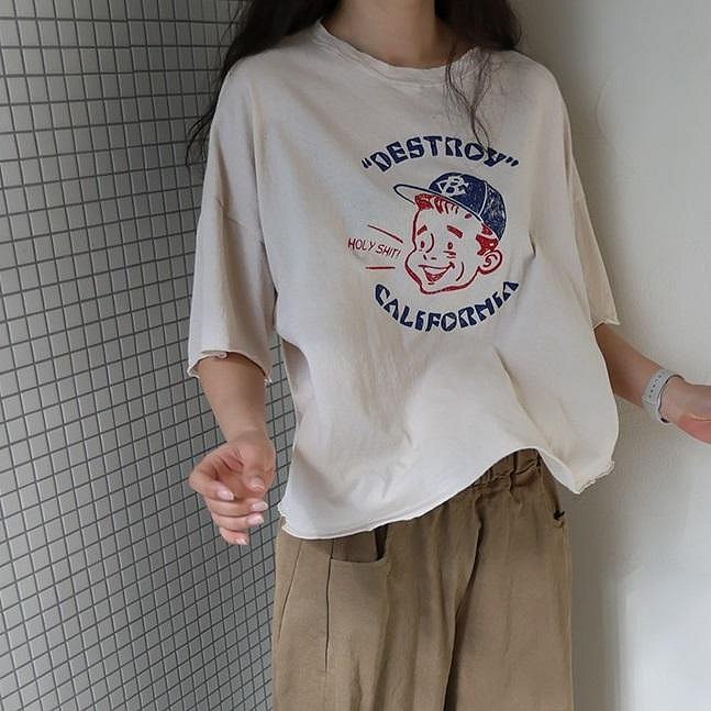 Forever Kids 正韓 可愛印花復古T上衣【R6801】韓國代購