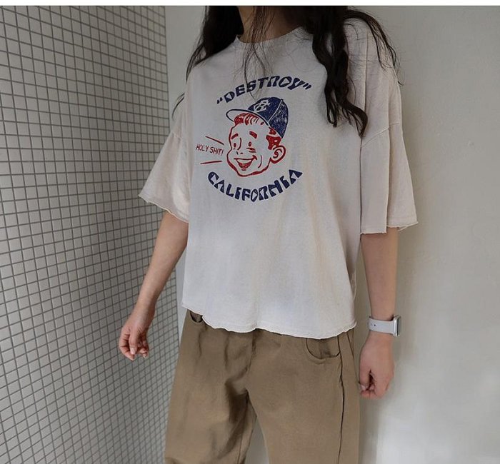 Forever Kids 正韓 可愛印花復古T上衣【R6801】韓國代購