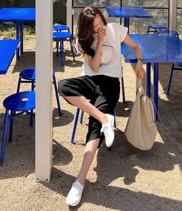 Forever Kids  特價 正韓 繞圈圓形印花寬鬆T【E46359】韓國代購