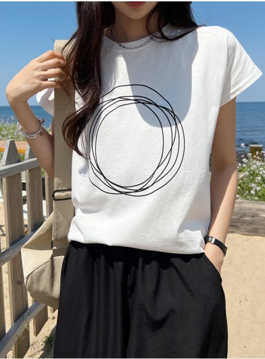 Forever Kids  特價 正韓 繞圈圓形印花寬鬆T【E46359】韓國代購