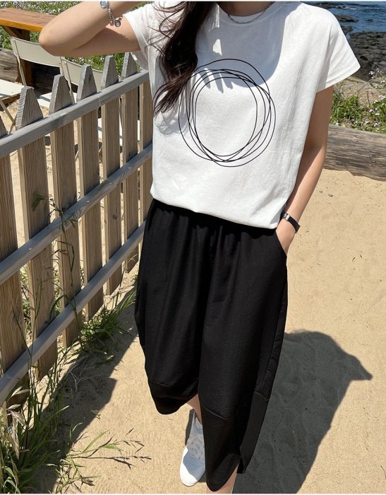 Forever Kids  特價 正韓 繞圈圓形印花寬鬆T【E46359】韓國代購