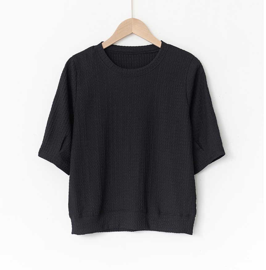 Forever Kids  正韓   好彈性抓褶袖T 五分袖上衣【A69308】