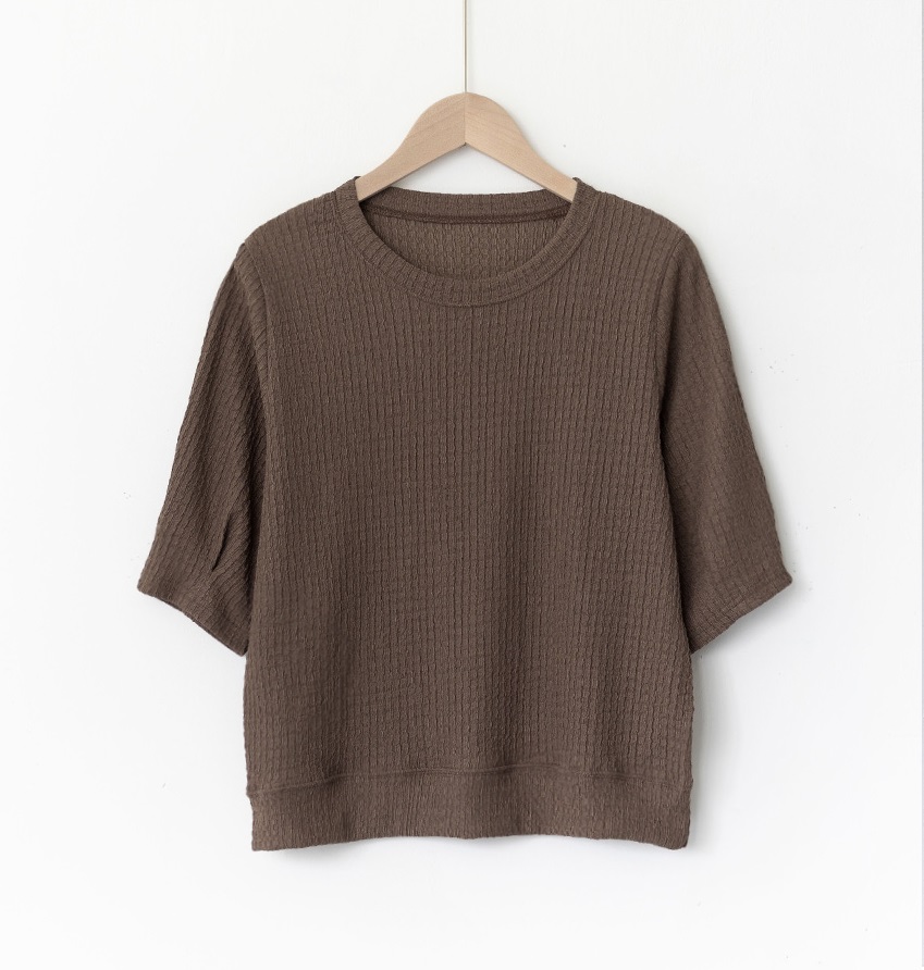 Forever Kids  正韓   好彈性抓褶袖T 五分袖上衣【A69308】