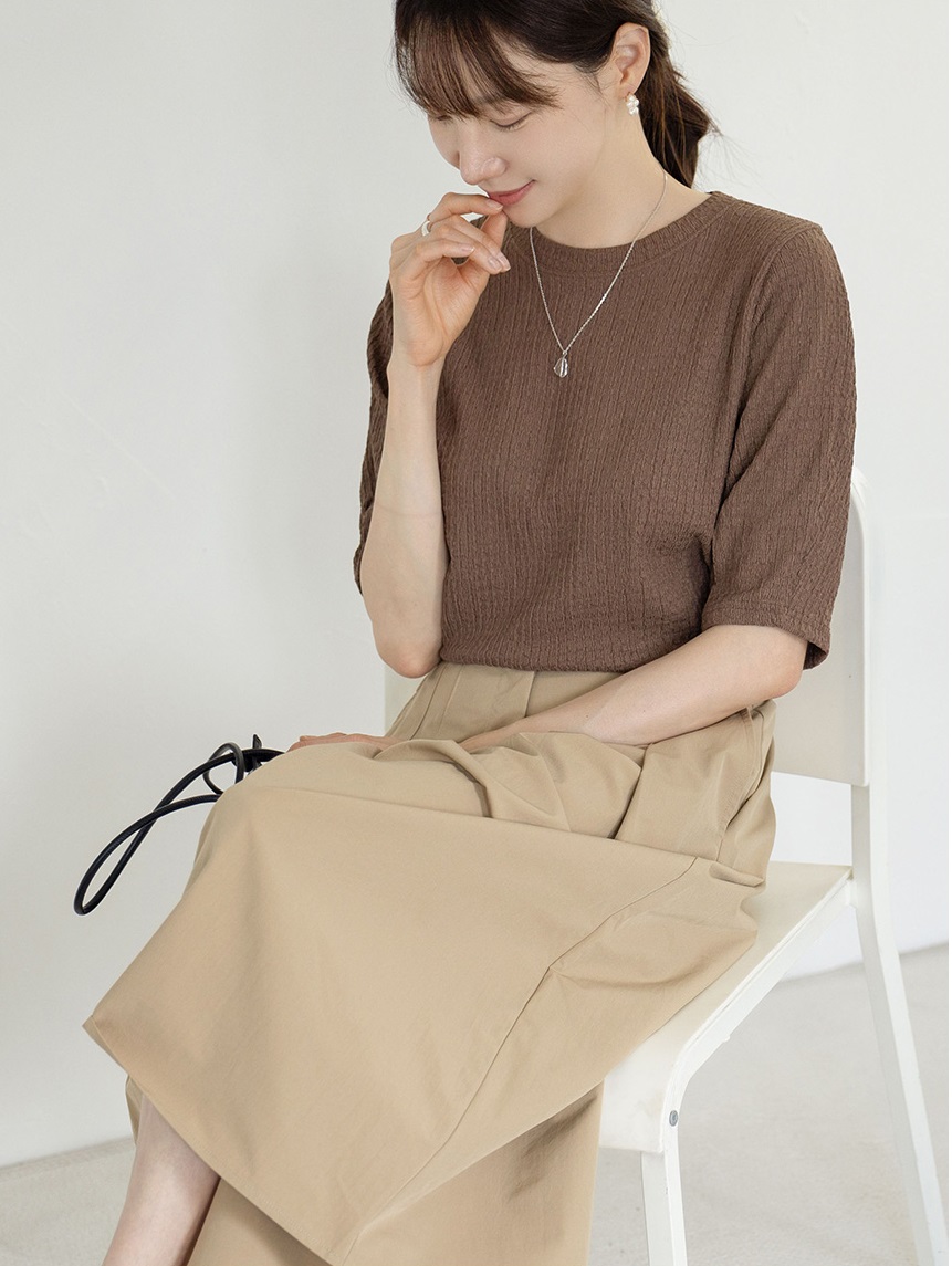 Forever Kids  正韓   好彈性抓褶袖T 五分袖上衣【A69308】