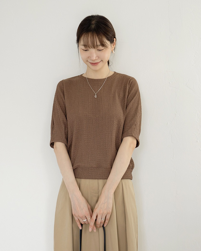 Forever Kids  正韓   好彈性抓褶袖T 五分袖上衣【A69308】