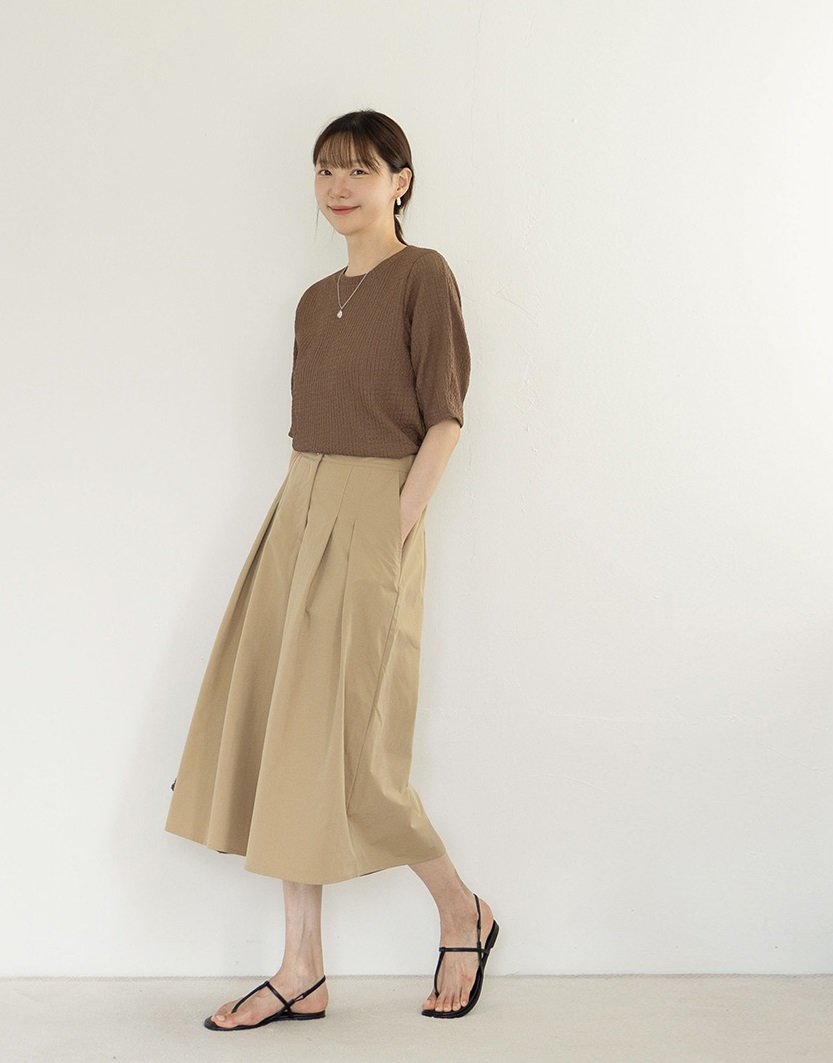 Forever Kids  正韓   好彈性抓褶袖T 五分袖上衣【A69308】