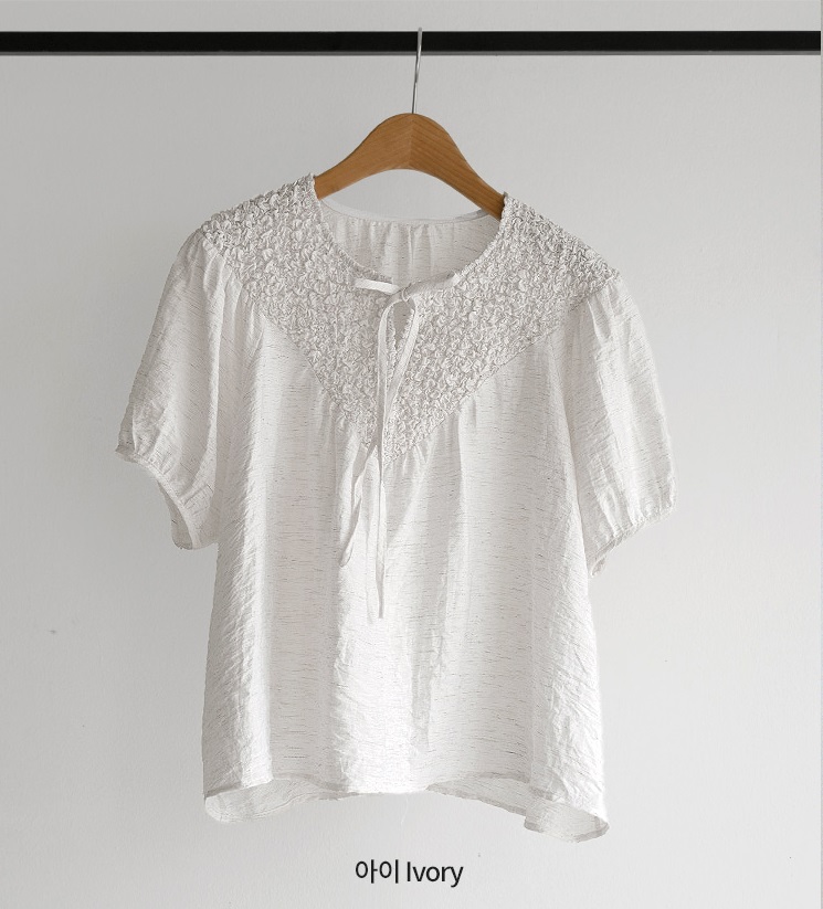 Forever Kids  正韓    唯美亞麻繫帶抽繩皺褶襯衫【A69301】