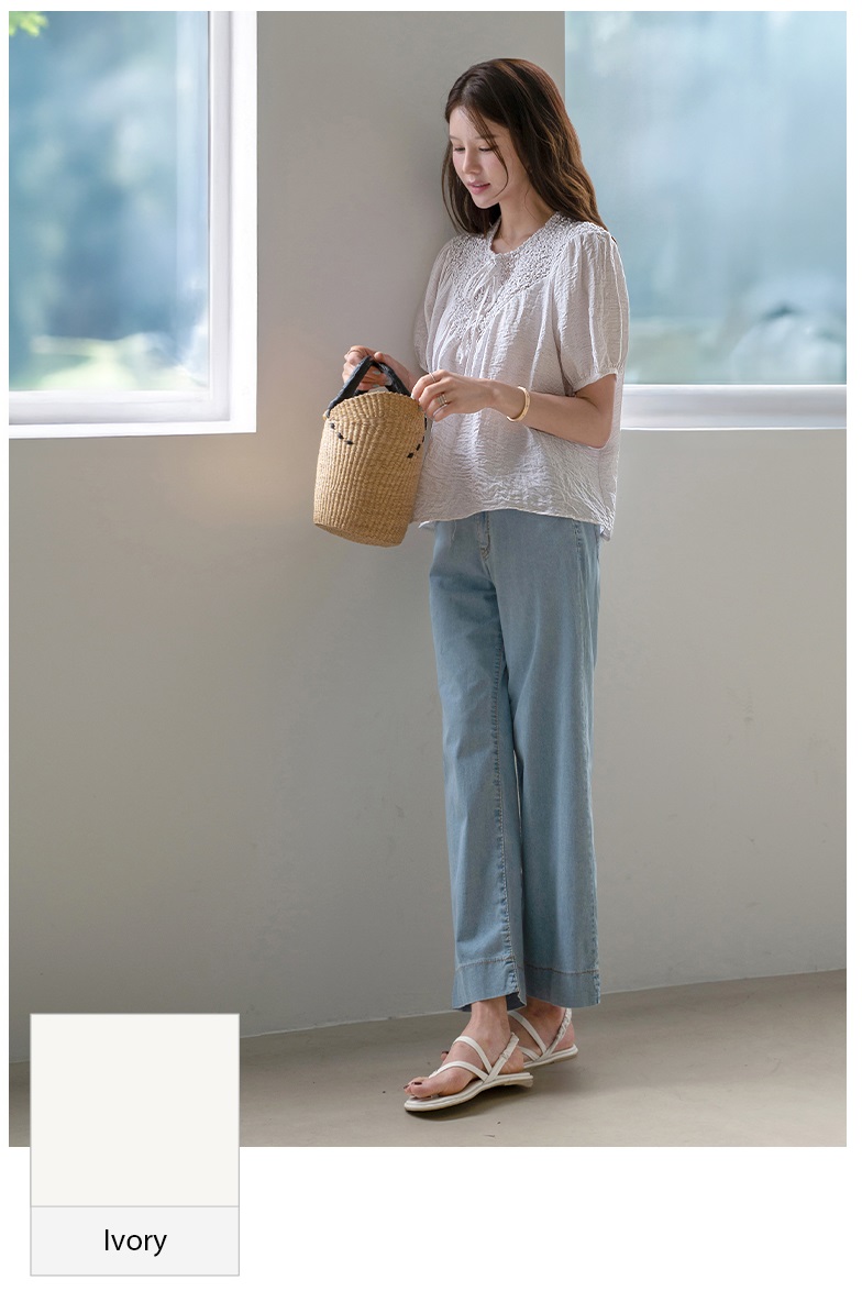 Forever Kids  正韓    唯美亞麻繫帶抽繩皺褶襯衫【A69301】