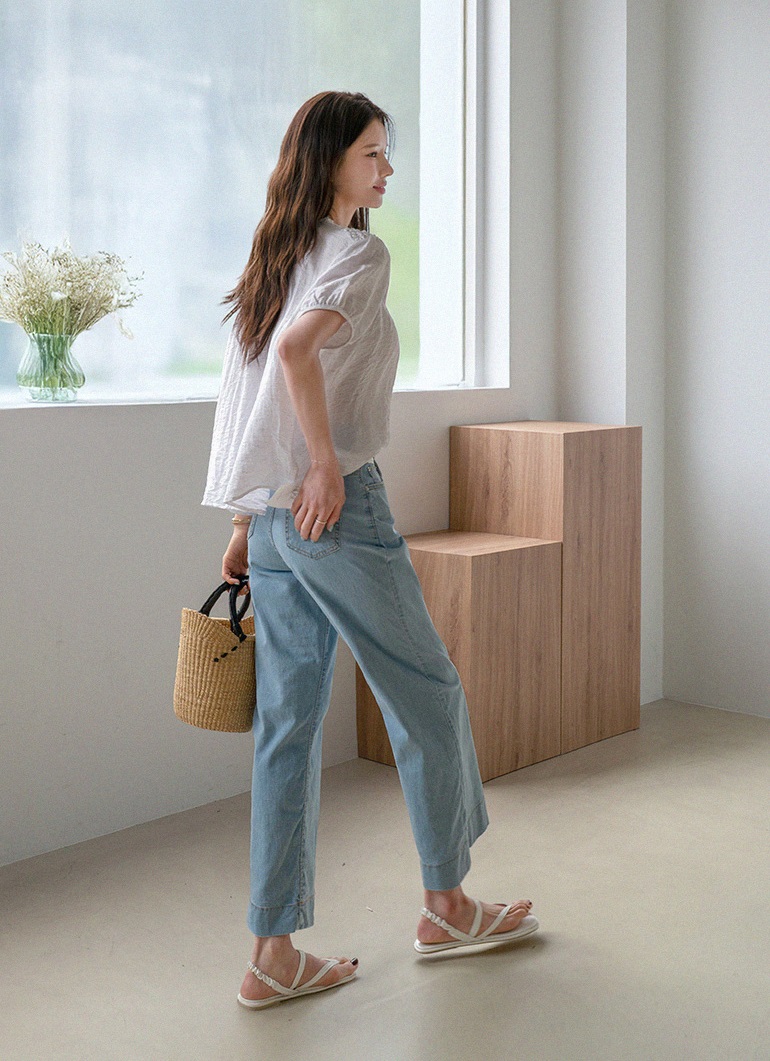 Forever Kids  正韓    唯美亞麻繫帶抽繩皺褶襯衫【A69301】