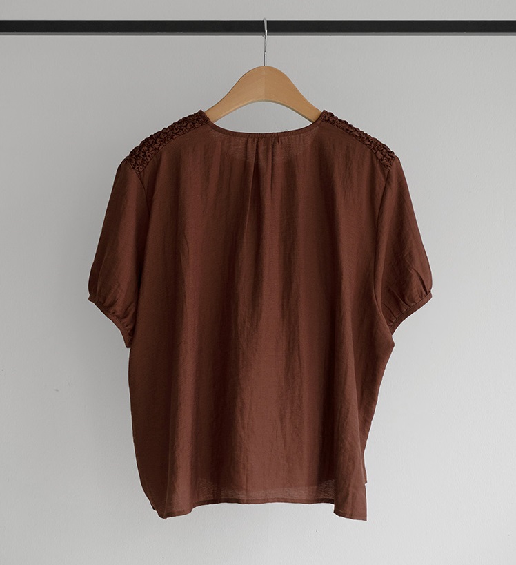 Forever Kids  正韓    唯美亞麻繫帶抽繩皺褶襯衫【A69301】