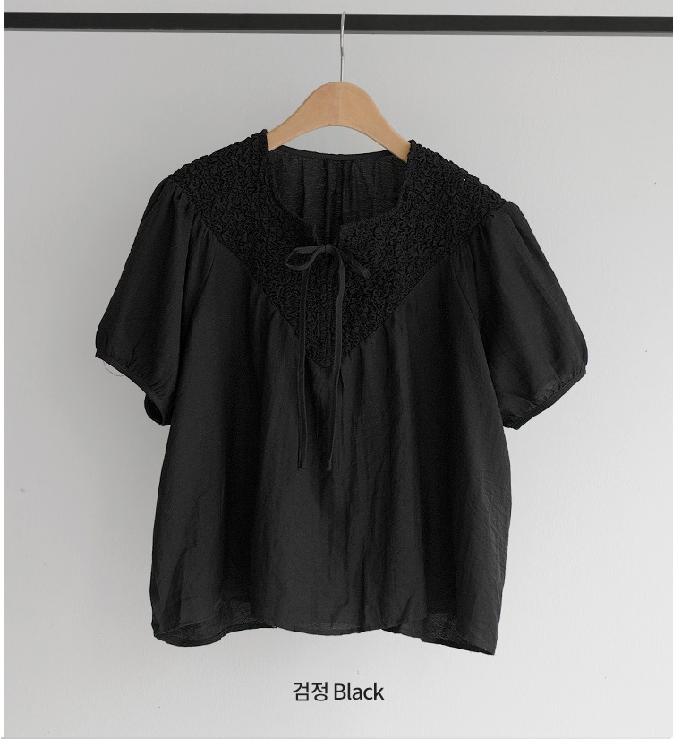 Forever Kids  正韓    唯美亞麻繫帶抽繩皺褶襯衫【A69301】