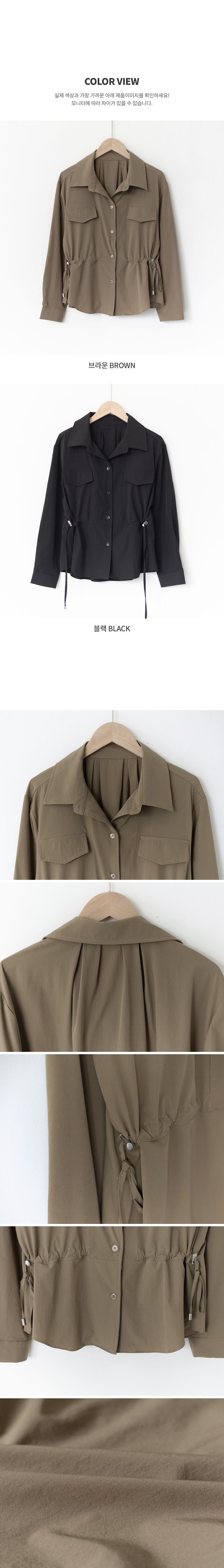 Forever Kids 正韓 薄款縮腰設計 綁帶口袋襯衫【B69302】韓國代購