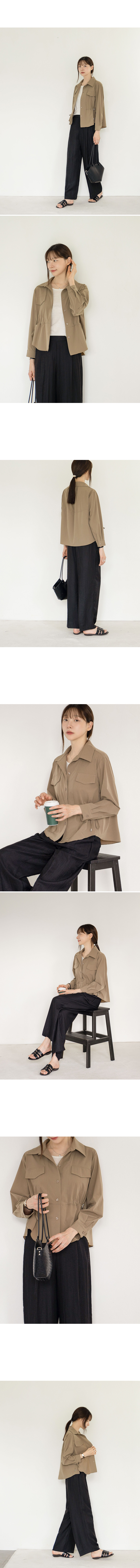 Forever Kids 正韓 薄款縮腰設計 綁帶口袋襯衫【B69302】韓國代購