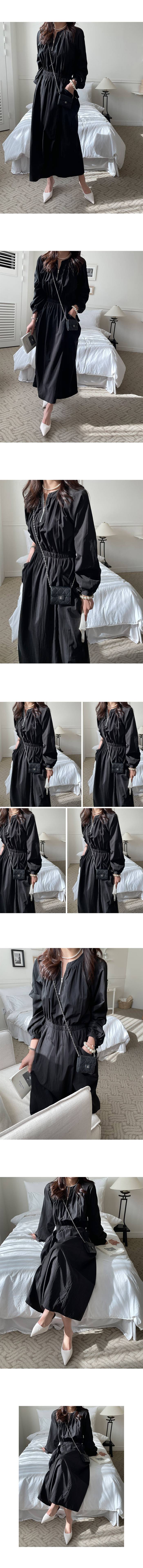 Forever Kids 正韓 薄款縮腰 半拉鍊設計 有口袋率性長洋裝【B69305】韓國代購