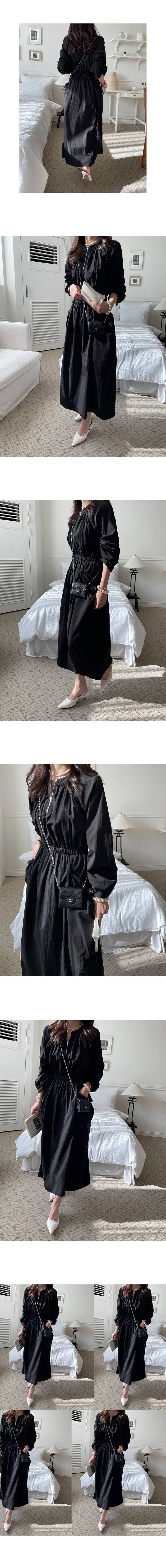 Forever Kids 正韓 薄款縮腰 半拉鍊設計 有口袋率性長洋裝【B69305】韓國代購