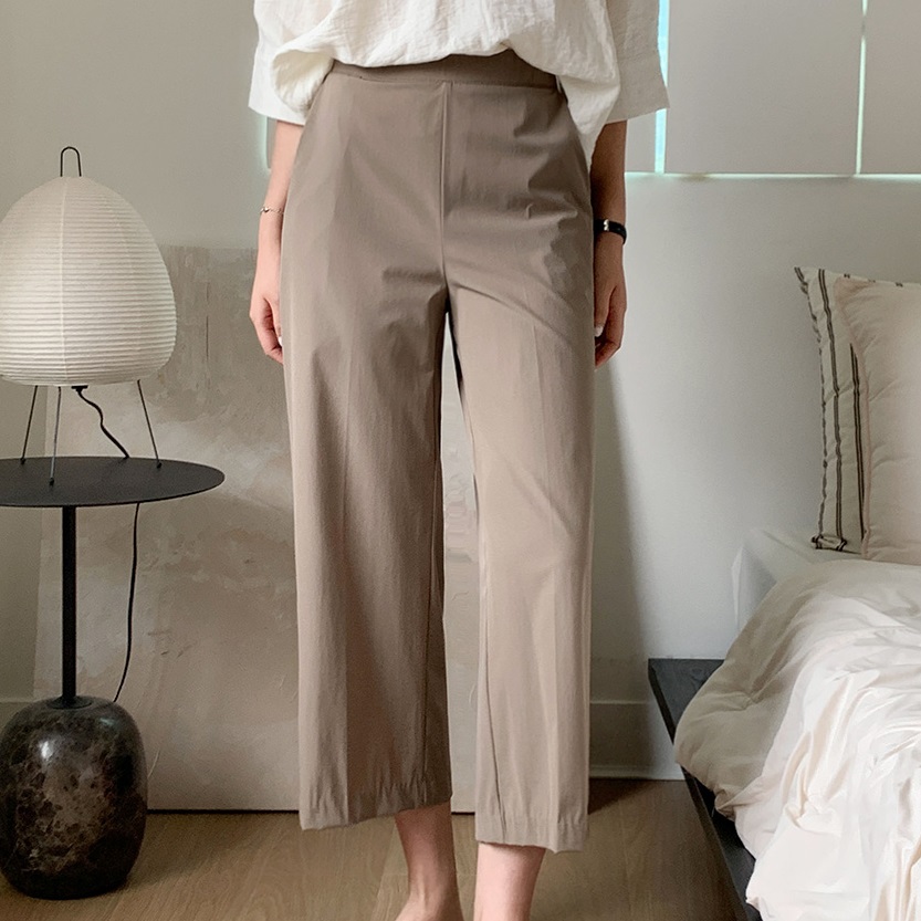 Forever Kids  正韓  俐落修身好穿 後鬆緊腰九分褲 西裝褲【A69306】 