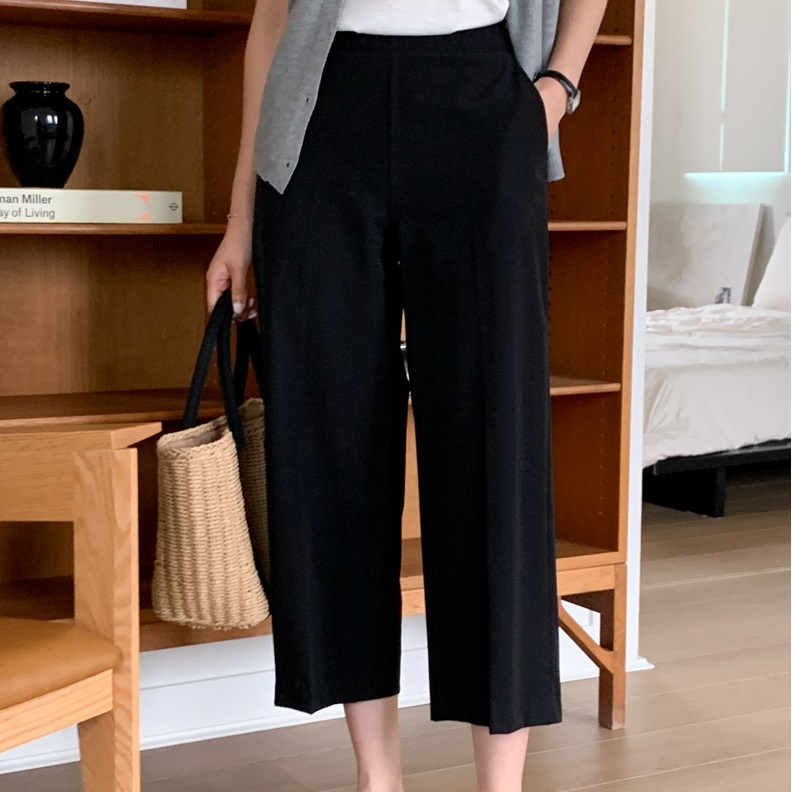 Forever Kids  正韓  俐落修身好穿 後鬆緊腰九分褲 西裝褲【A69306】 