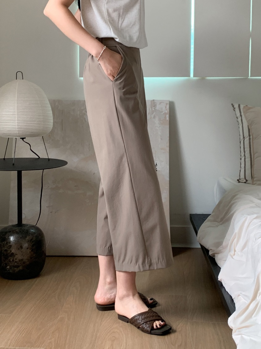 Forever Kids  正韓  俐落修身好穿 後鬆緊腰九分褲 西裝褲【A69306】 