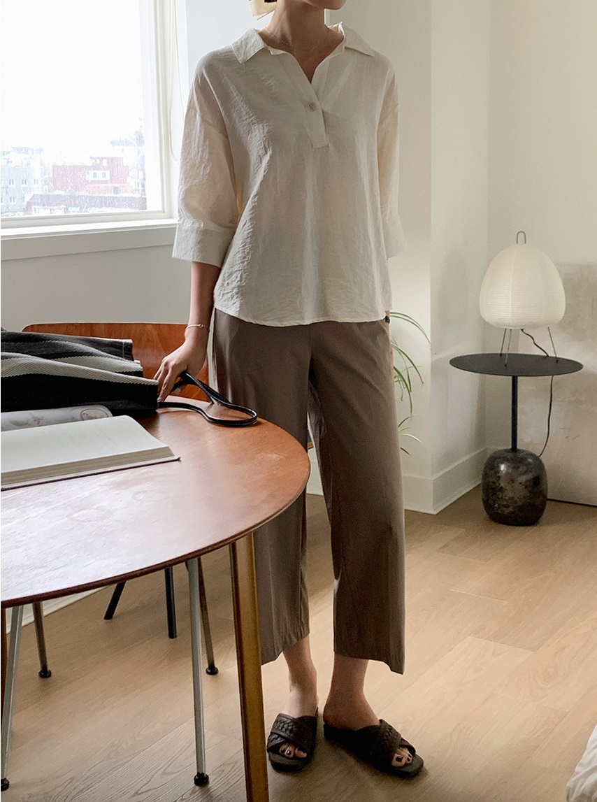 Forever Kids  正韓  俐落修身好穿 後鬆緊腰九分褲 西裝褲【A69306】 