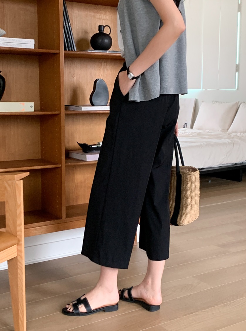 Forever Kids  正韓  俐落修身好穿 後鬆緊腰九分褲 西裝褲【A69306】 