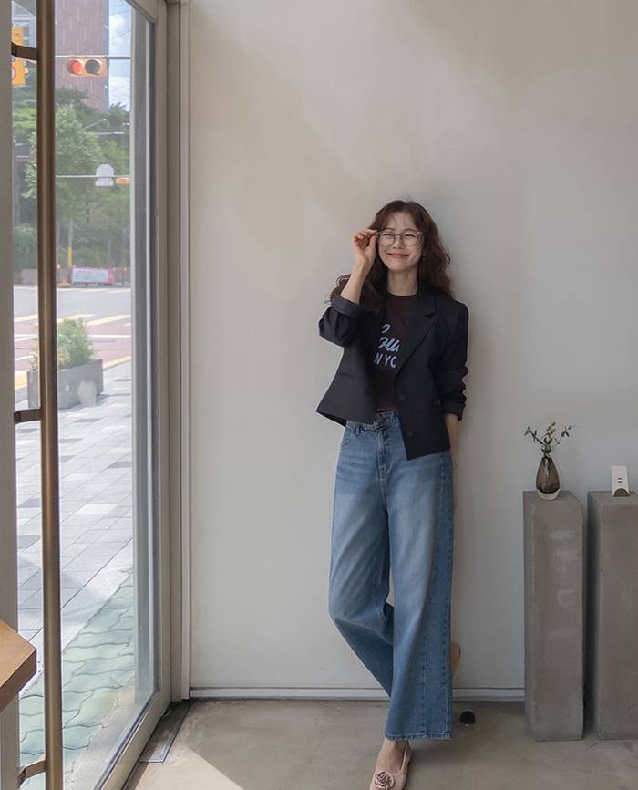 Forever Kids 正韓 好質感鈕扣刺繡 俐落半短西裝外套 【T69305】韓國代購