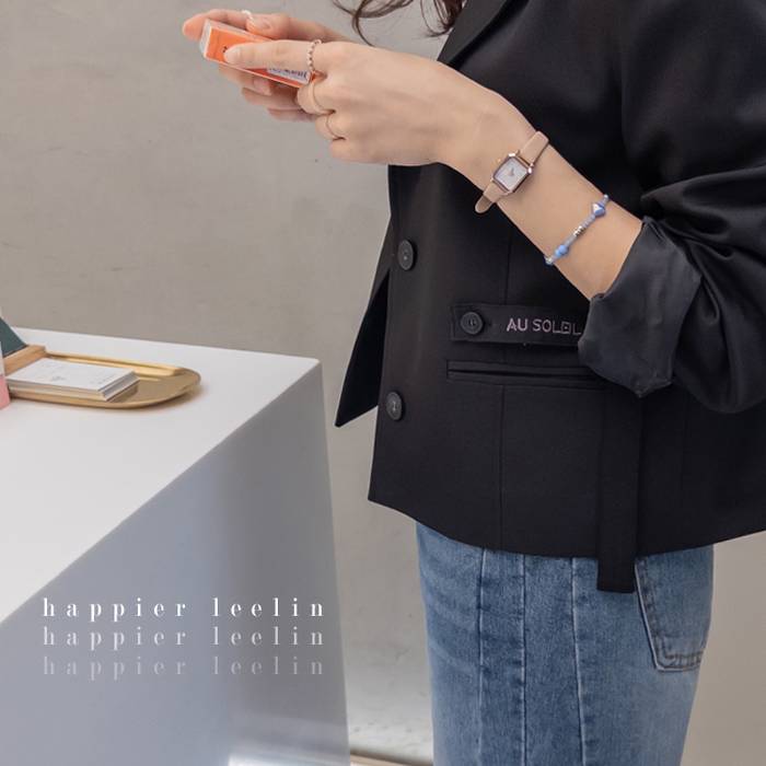 Forever Kids 正韓 好質感鈕扣刺繡 俐落半短西裝外套 【T69305】韓國代購