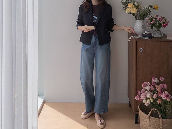 Forever Kids 正韓 好質感鈕扣刺繡 俐落半短西裝外套 【T69305】韓國代購