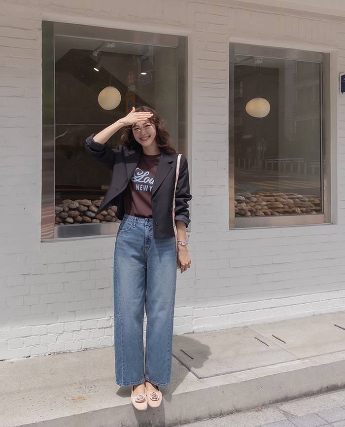 Forever Kids 正韓 好質感鈕扣刺繡 俐落半短西裝外套 【T69305】韓國代購