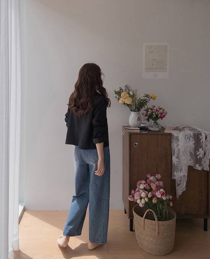 Forever Kids 正韓 好質感鈕扣刺繡 俐落半短西裝外套 【T69305】韓國代購