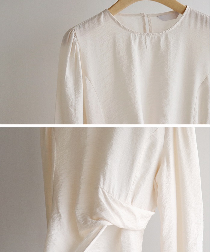 Forever Kids 正韓 優雅垂墜輕盈側抓褶 微泡泡袖襯衫【S69338】