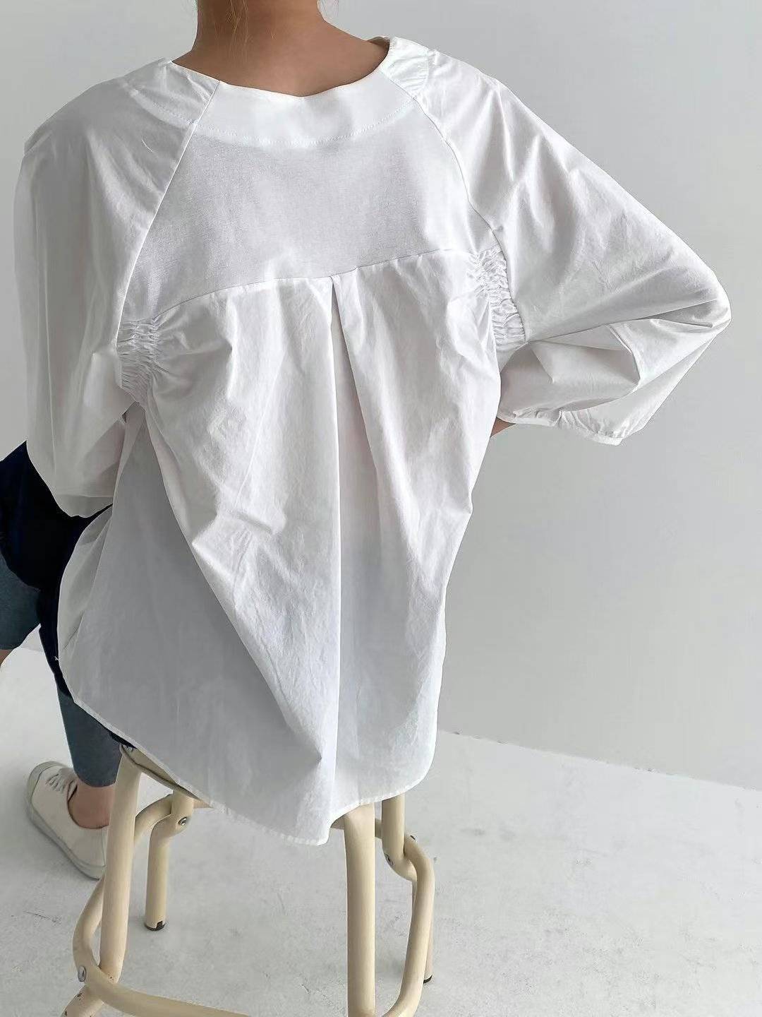 Forever Kids 正韓 簡約V領前短後長T上衣【H60005】韓國代購