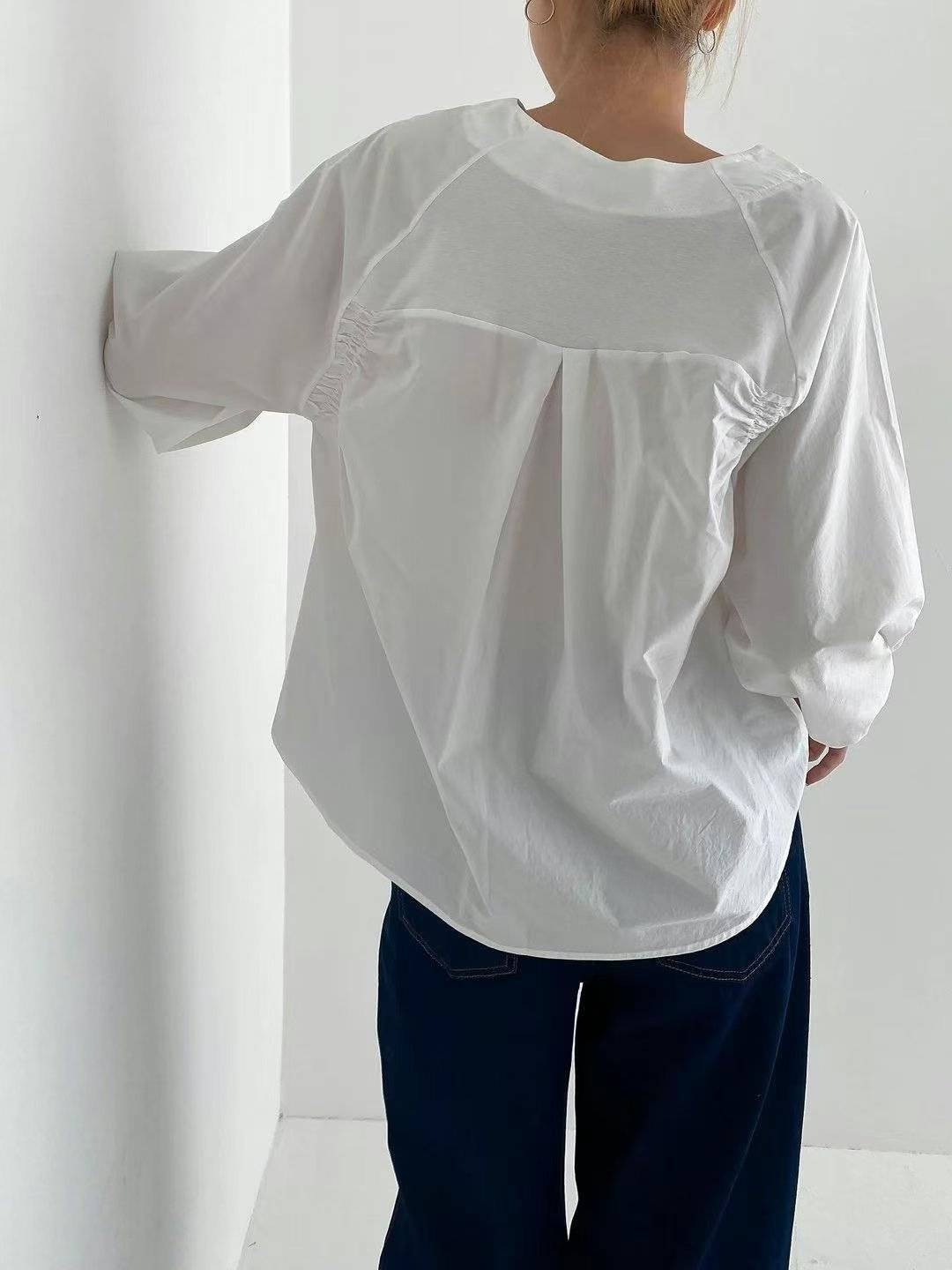 Forever Kids 正韓 簡約V領前短後長T上衣【H60005】韓國代購