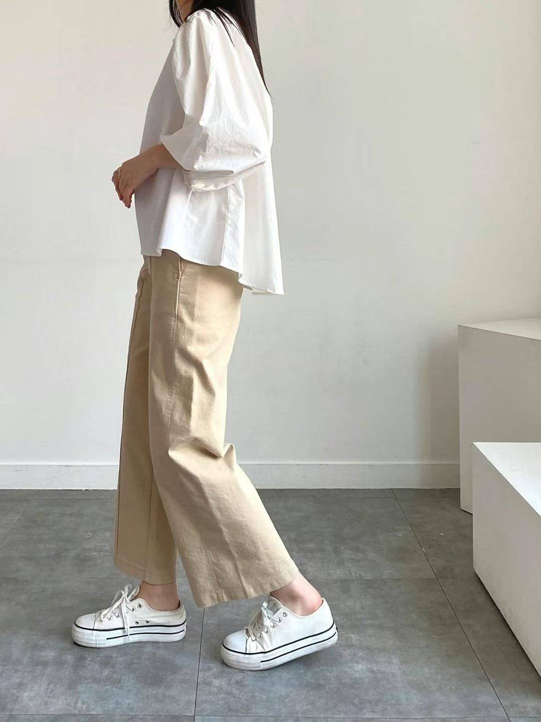 Forever Kids 正韓 圓領小蓬袖前短後長上衣【H60006】韓國代購