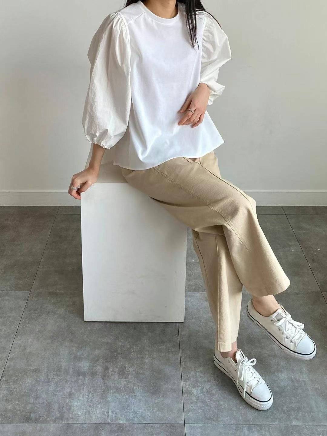 Forever Kids 正韓 圓領小蓬袖前短後長上衣【H60006】韓國代購