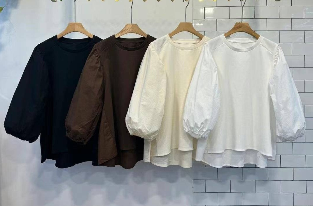 Forever Kids 正韓 圓領小蓬袖前短後長上衣【H60006】韓國代購