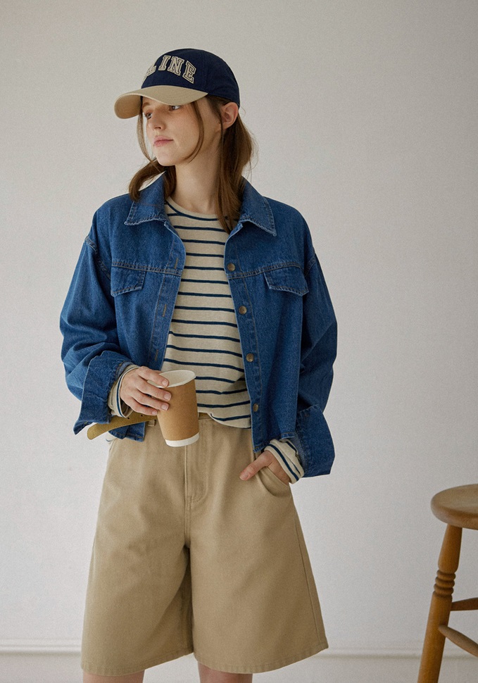 Forever Kids 正韓 好看剛好長度率性牛仔襯衫 外套【A60301】 