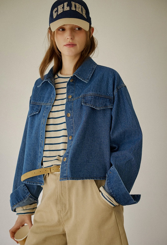 Forever Kids 正韓 好看剛好長度率性牛仔襯衫 外套【A60301】 