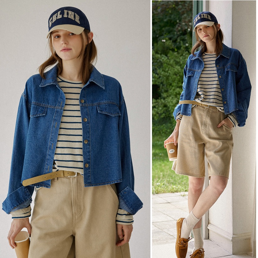 Forever Kids 正韓 好看剛好長度率性牛仔襯衫 外套【A60301】 