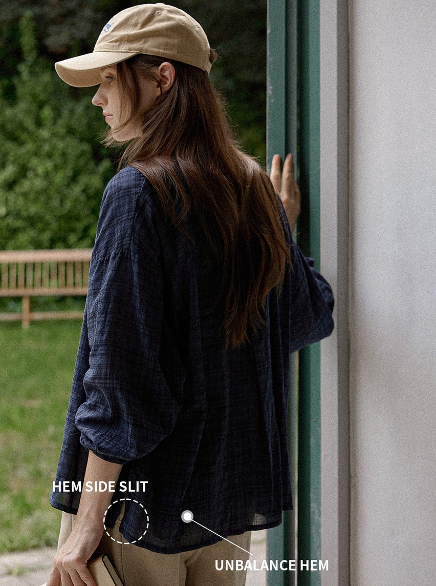 Forever Kids 正韓 輕薄格紋寬鬆襯衫【A60302】 