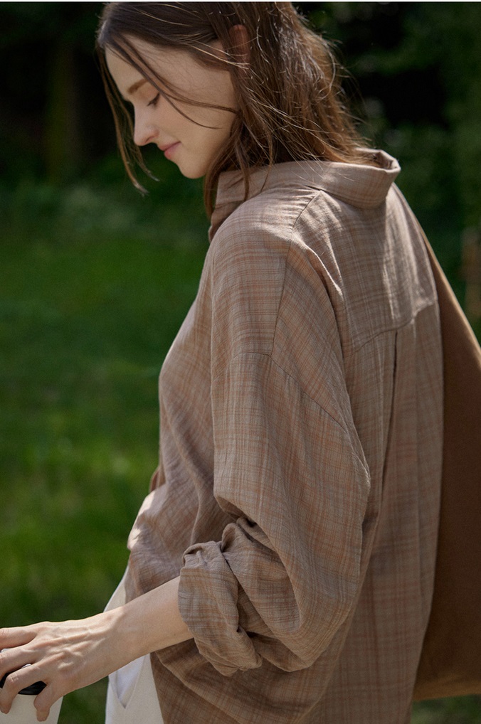 Forever Kids 正韓 輕薄格紋寬鬆襯衫【A60302】 