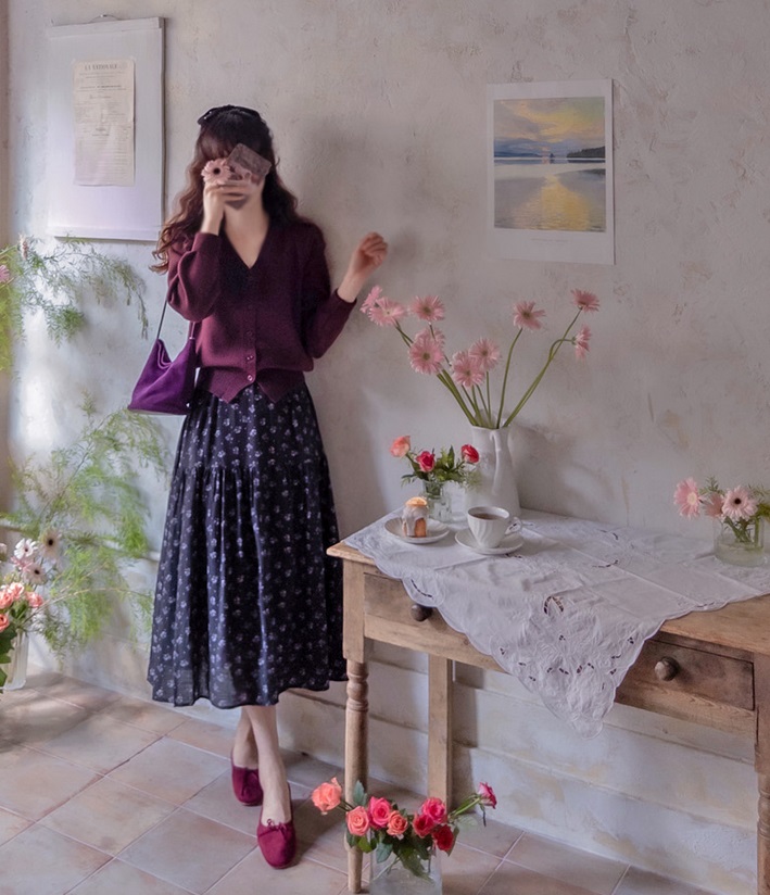 Forever Kids 正韓  迷你花卉柔皺感 長裙【A60307】