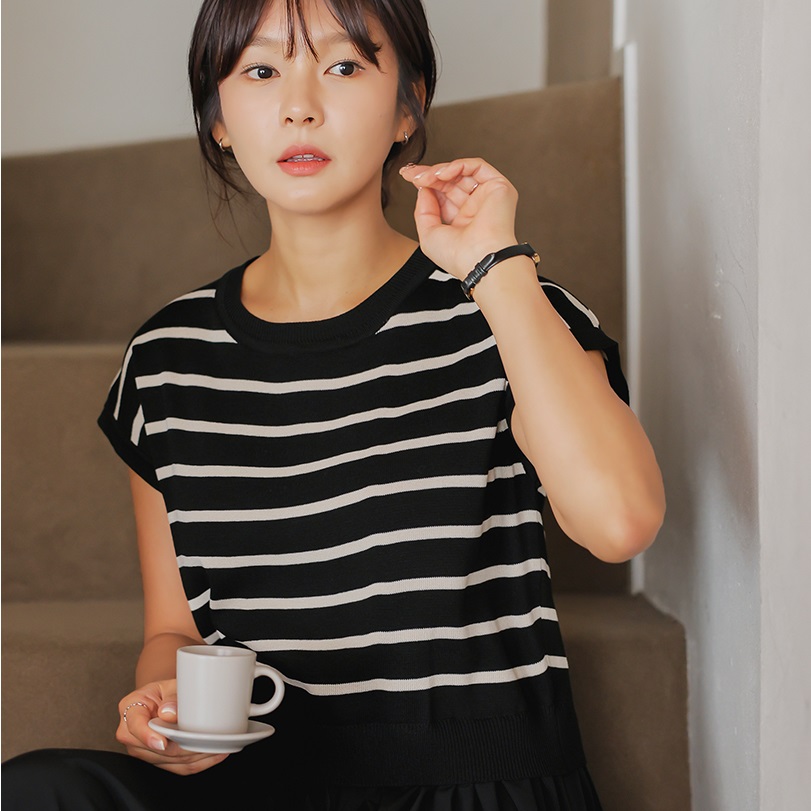 Forever Kids 正韓  條紋拼接連身裙 寬鬆長洋裝【B60309】