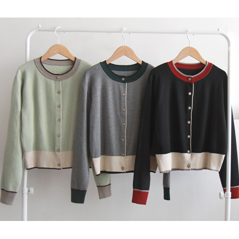 Forever Kids 正韓 配色設計排扣針織外套上衣【H60008】韓國代購