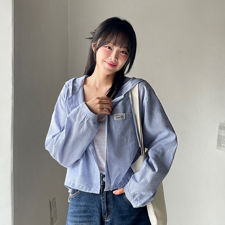 Forever Kids 正韓 半短連帽條紋外套【B60308】 