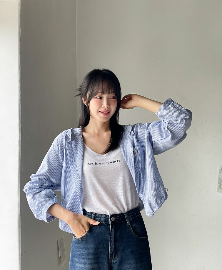 Forever Kids 正韓 半短連帽條紋外套【B60308】 