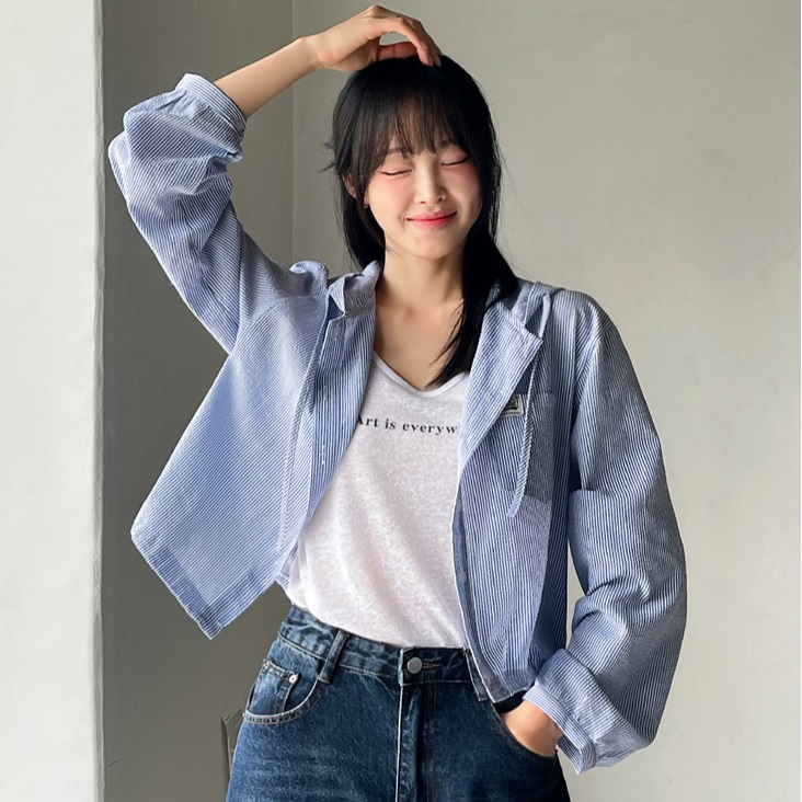 Forever Kids 正韓 半短連帽條紋外套【B60308】 