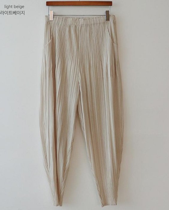 Forever Kids 正韓 光澤皺褶 彈性設計感寬鬆 休閒褲 九分褲【B68327】韓國代購